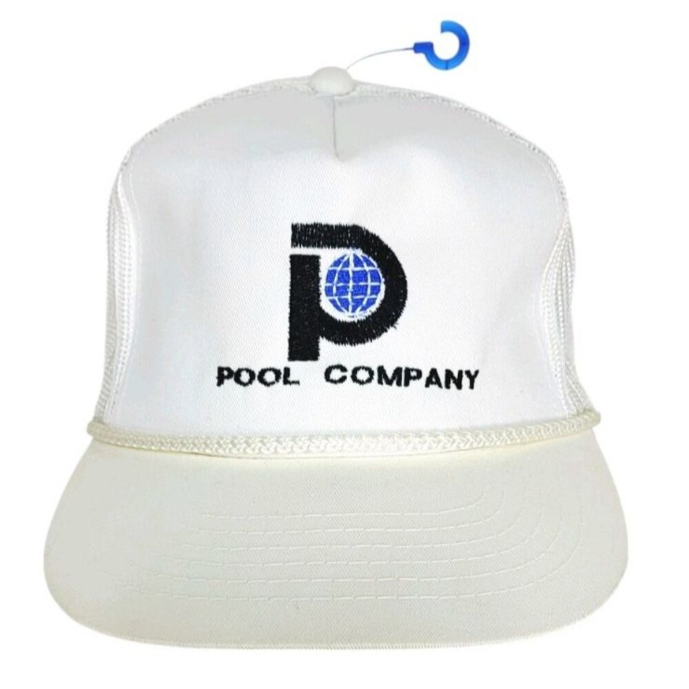 Vintage 80s Pool Company Hobbs Embroidered Mesh Snapback Trucker Hat Cap NOS NEW